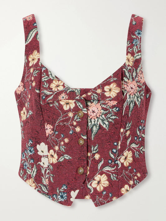 Agua by Agua Bendita Pergamino Floral-jacquard Cotton-blend Vest