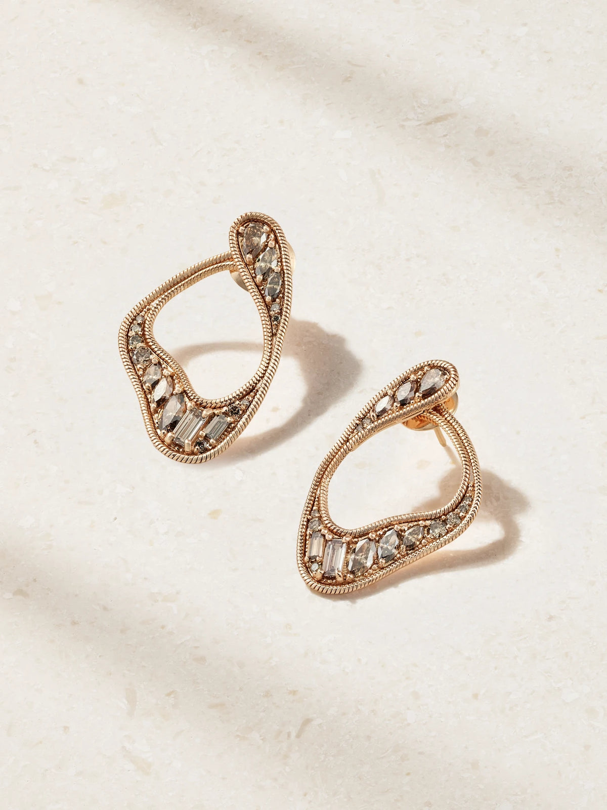 Stream Loop 18-karat Rose Gold Diamond Earrings