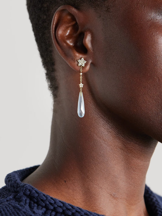 Image of Earrings. Product name - Shooting Stars 18-karat Gold, Aquamarine And Diamond Earrings in Multi colour by brand - OLE LYNGGAARD COPENHAGEN