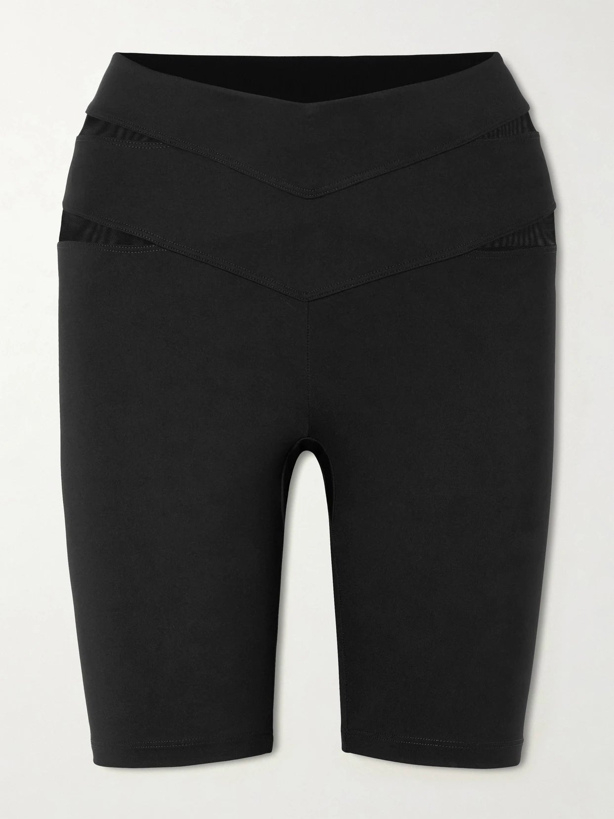 Image of a model wearing Shorts. Product name - Lonsbrough Tulle-paneled Stretch-jersey Shorts in Black colour by brand - Eres