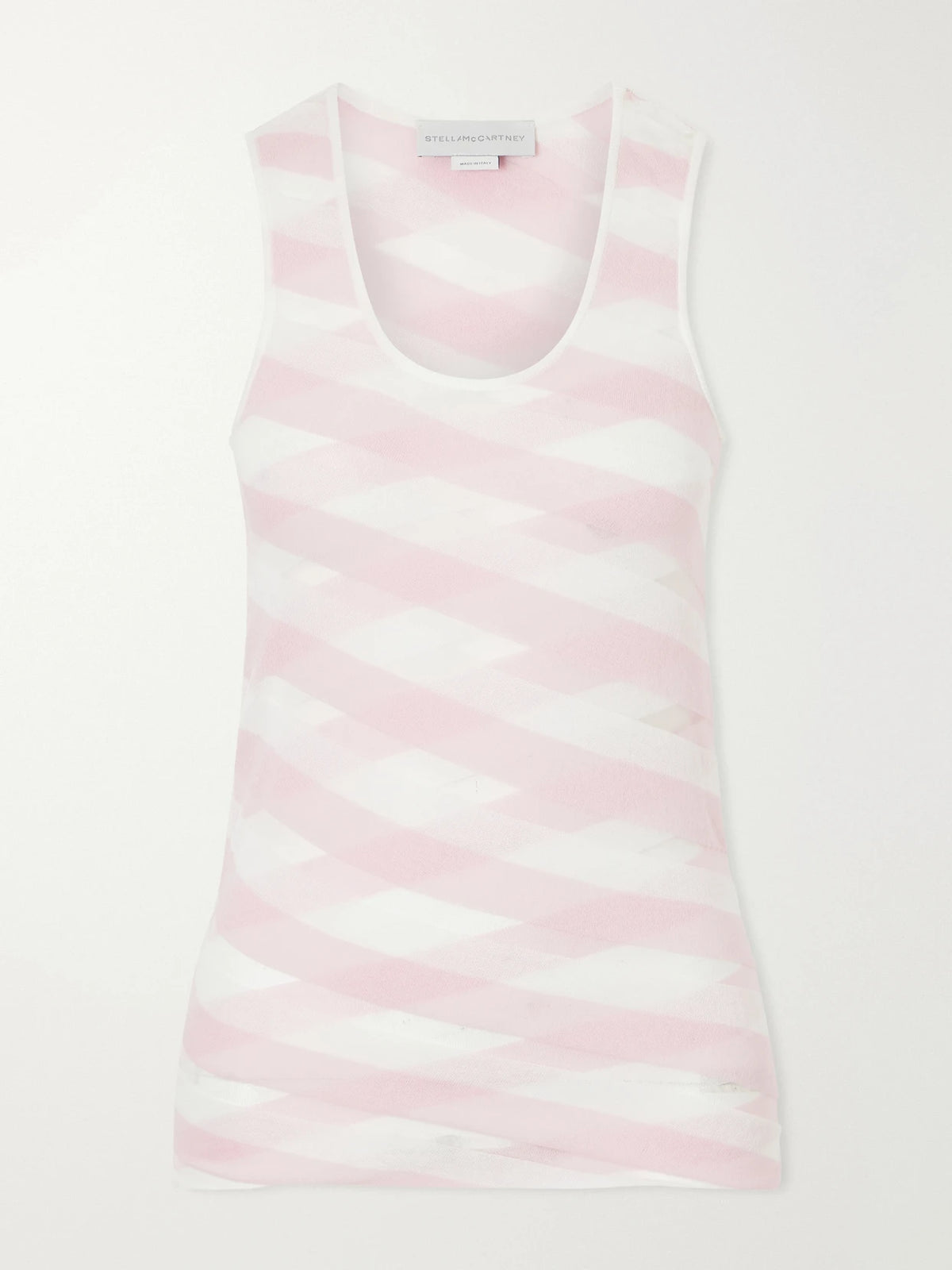 Stella McCartney Striped Mesh-paneled Cotton-blend Tank Top