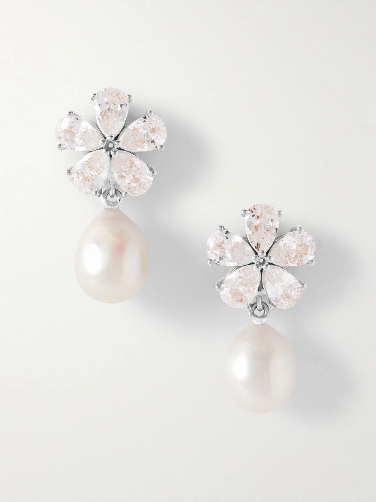Gold-plated, Cubic Zirconia Pearl Earrings