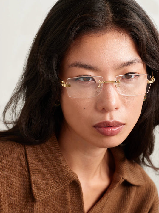 Image of Accessories. Product name - Panthère Classic Rimless Oval-frame Gold-tone Optical Glasses in Multi colour by brand - Cartier Eyewear