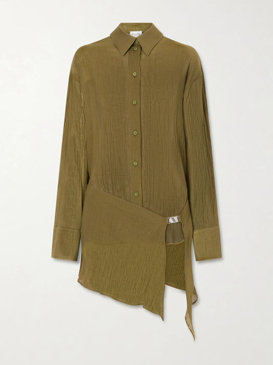 Image of Dresses. Product name - Asymmetric Cotton Mini Dress in Green colour by brand - The Attico