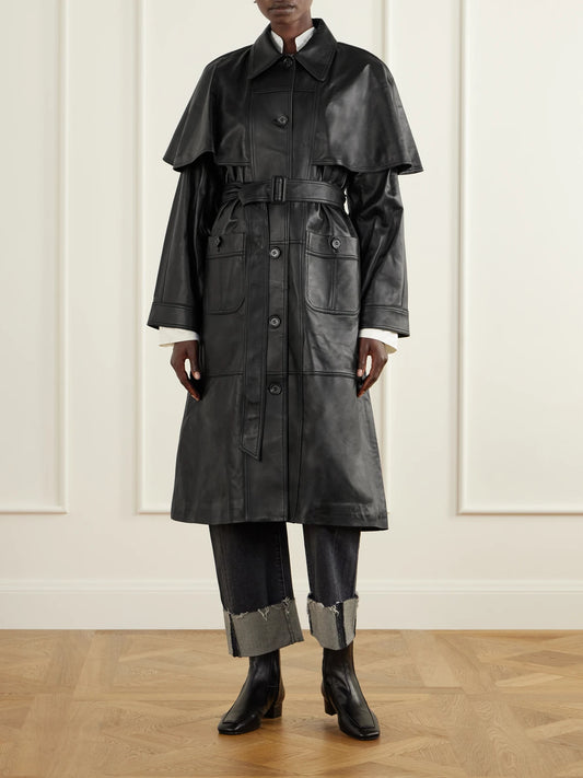 Sea Caitlin Belted Leather Trench Coat