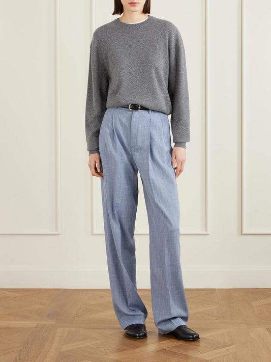 Hector Pleated Wool, Silk And Linen-blend Wide-leg Pants
