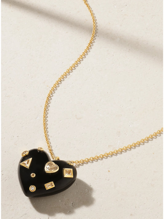 9-karat Gold, Onyx And Topaz Necklace