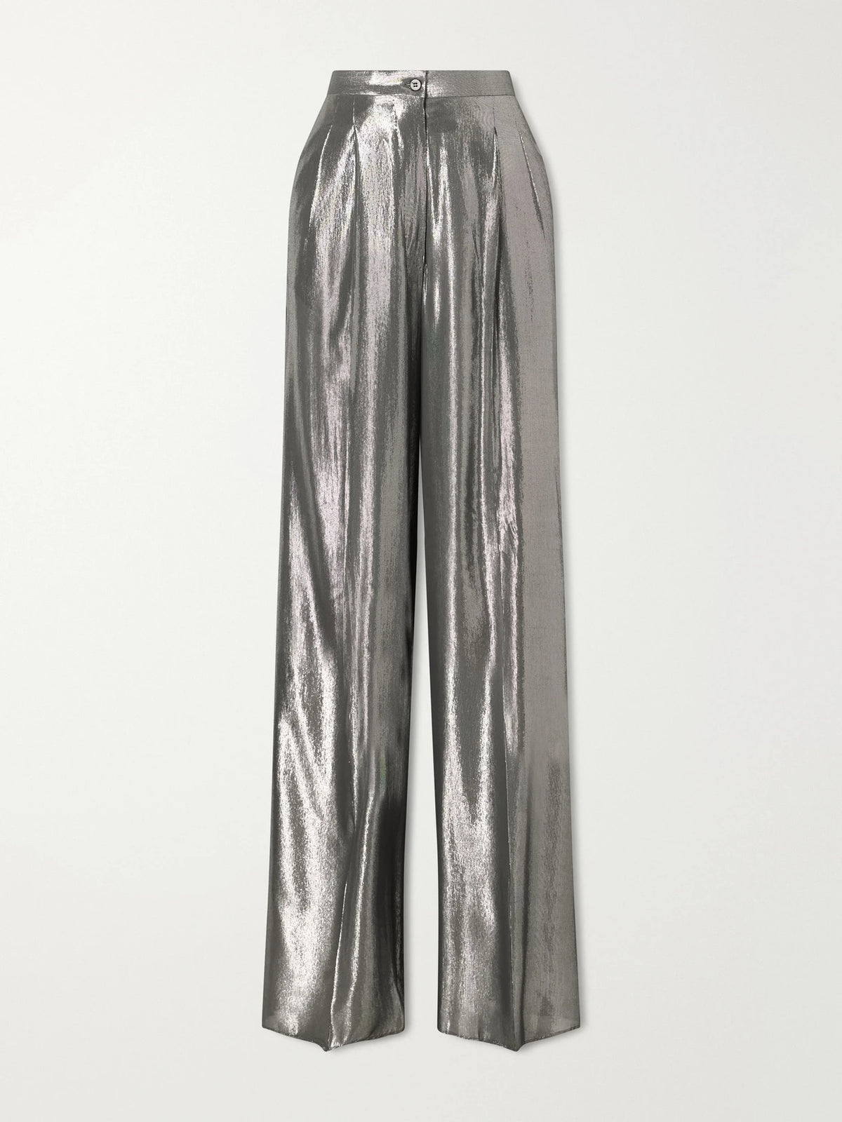 The Elsa Pleated Lamé Wide-leg Trousers