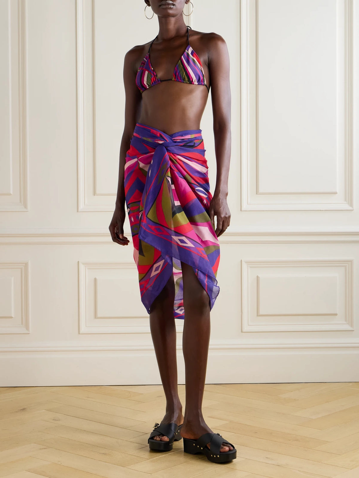 Image of Swimwear. Product name - Printed Cotton Pareo in Pink colour by brand - PUCCI