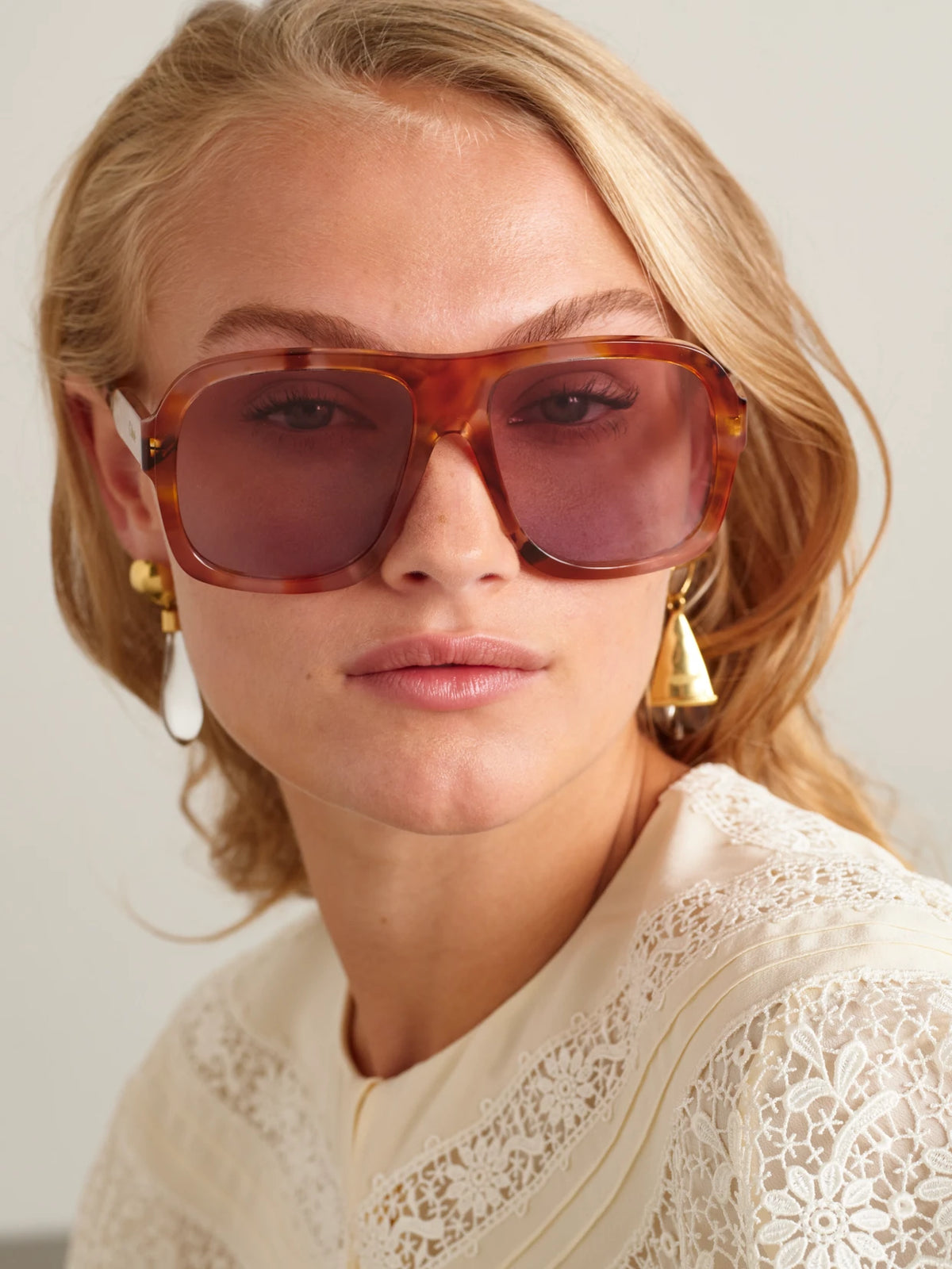 Image of Sunglasses. Product name - Gayia Aviator-style Tortoiseshell Acetate Sunglasses in Brown colour by brand - Chloé
