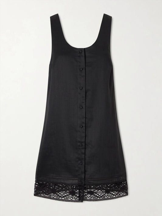 Image of Dresses. Product name - Heirloom Ramie Mini Dress in Black colour by brand - FRAME