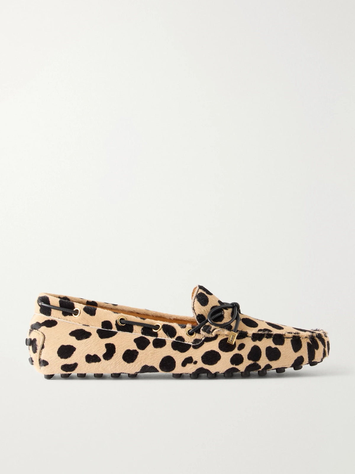 Gommino Bow-detail Animal-print Calf-hair Loafers