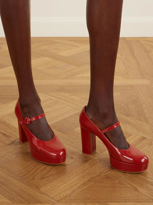 70 Glossy Leather Mary Jane Pumps