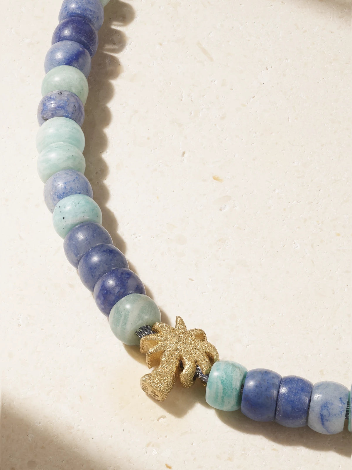 Forte Beads Palma 18-karat Gold, Amazonite And Blue Agate Necklace