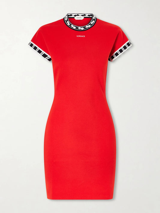 Logo-embroidered Cotton Mini Dress