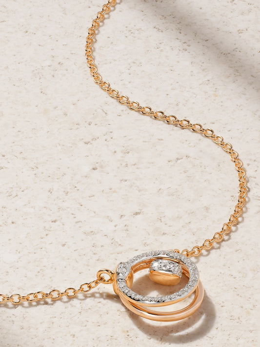 Together Rhodium-plated 18-karat Rose Gold Diamond Necklace