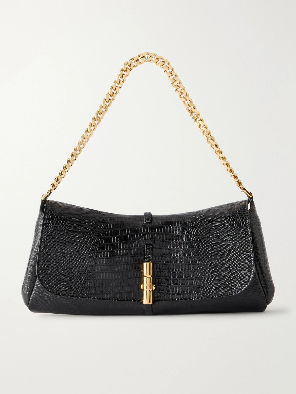 Balmain Metropolis Lizard-effect Leather Shoulder Bag