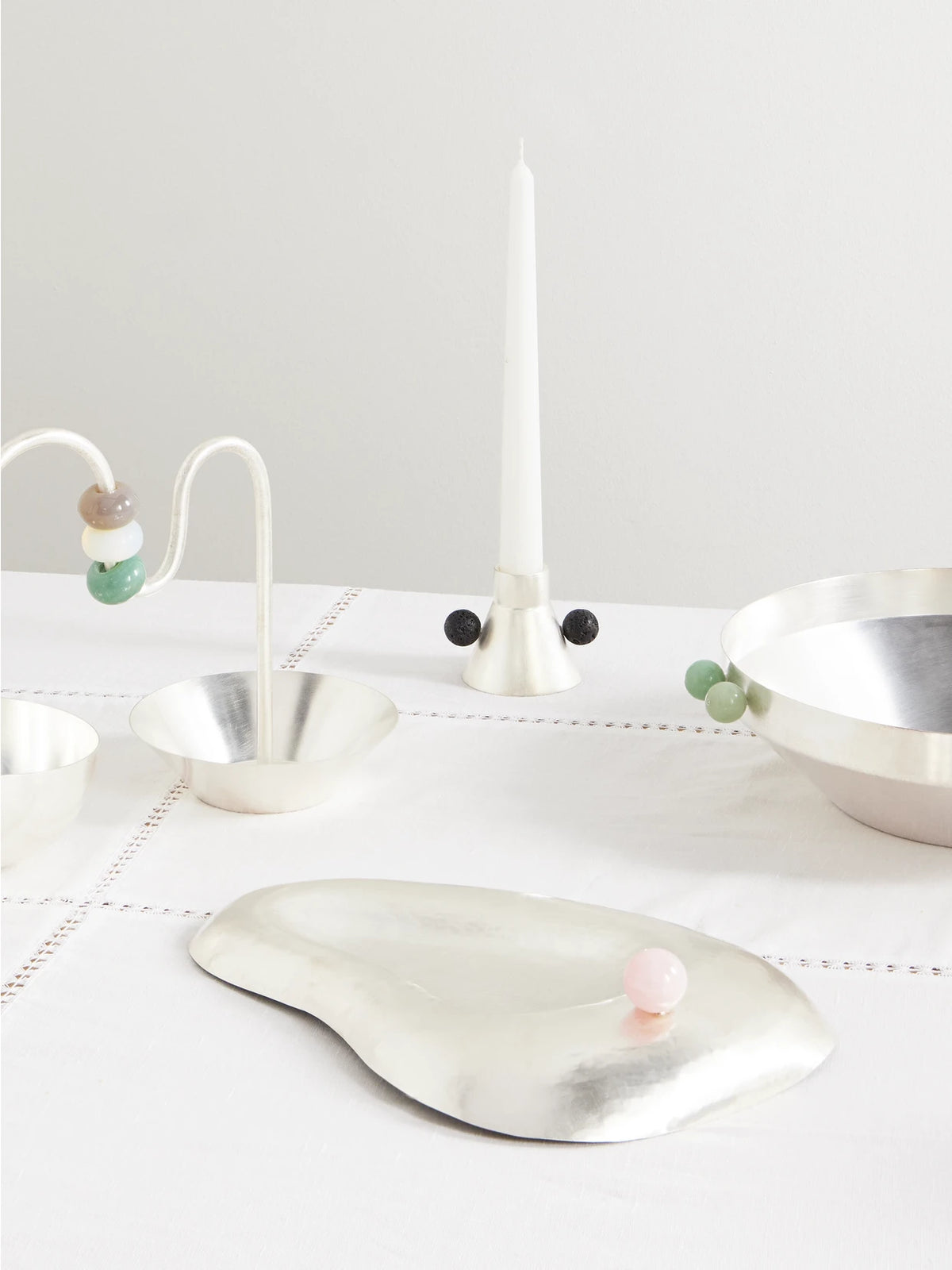 Image of Decor. Product name - Ear Silver-plated And Stone Plate in Multi colour by brand - Natalia Criado