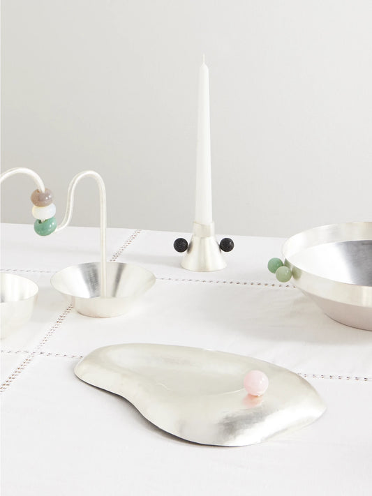 Image of Decor. Product name - Ear Silver-plated And Stone Plate in Multi colour by brand - Natalia Criado