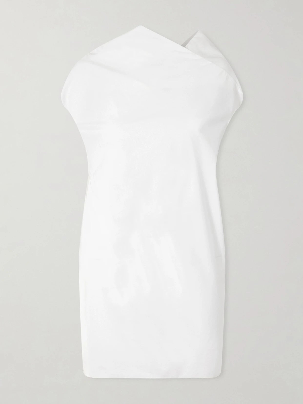Image of Dresses. Product name - Tatia Draped Cotton-poplin Mini Dress in White colour by brand - KHAITE