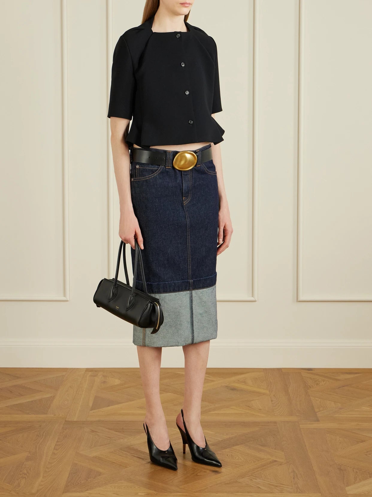 Image of Coats & Jackets. Product name - Franc Cropped Crepe Jacket in Black colour by brand - KHAITE