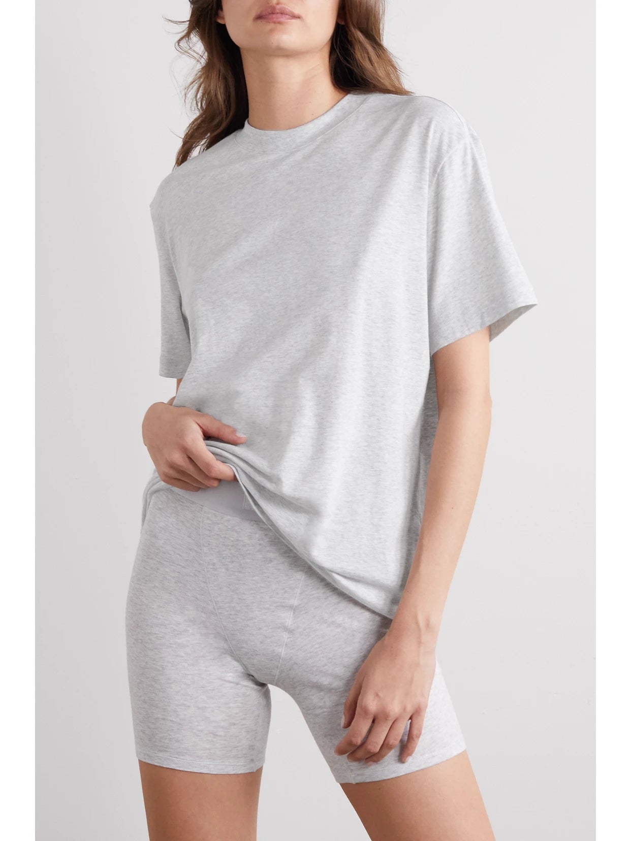 Boyfriend Stretch-jersey T-shirt - Light Heather Grey