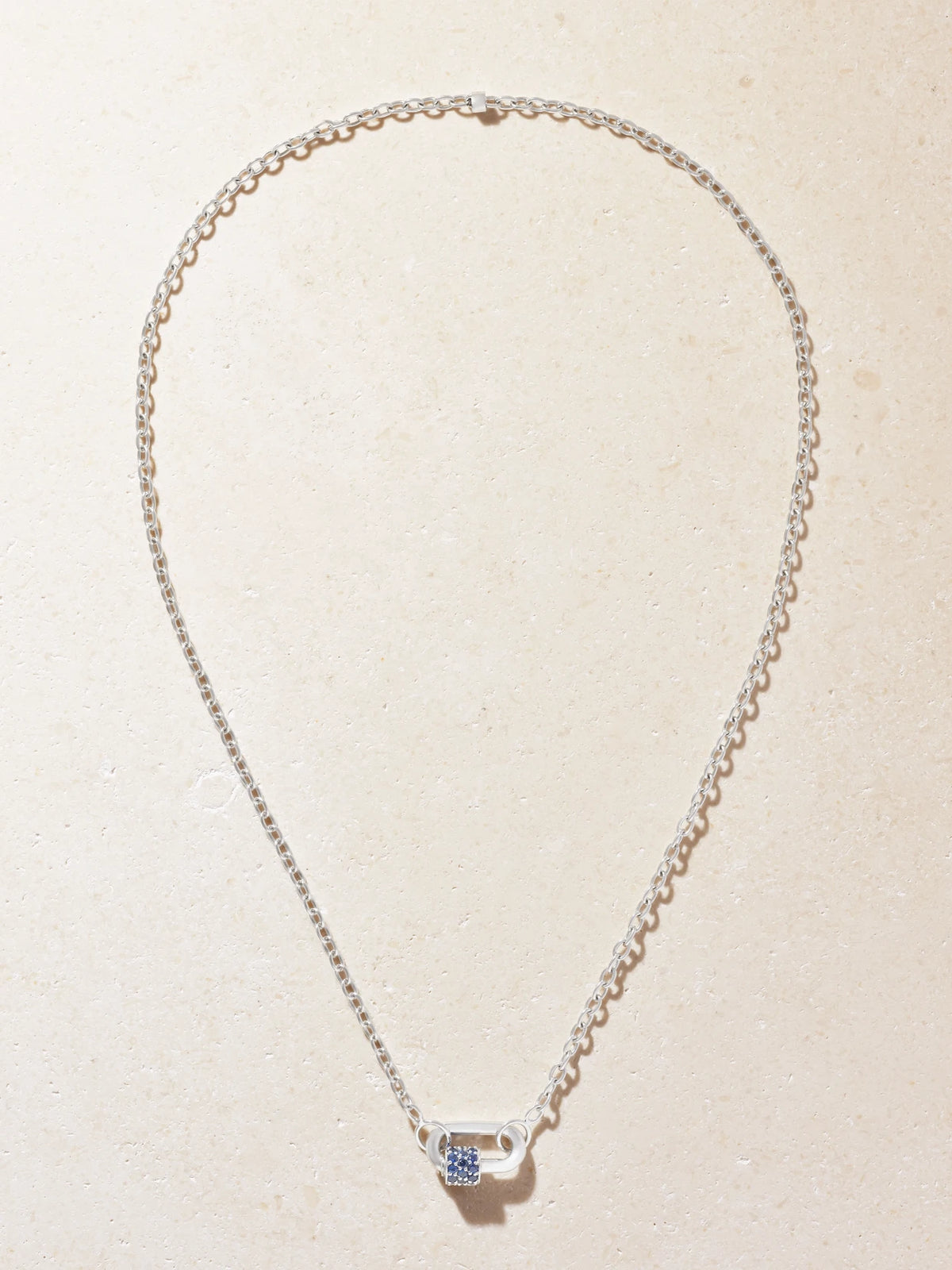 Marla Aaron Pulley And Chubby Babylock 14-karat White Gold Sapphire Necklace