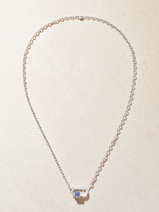 Marla Aaron Pulley And Chubby Babylock 14-karat White Gold Sapphire Necklace