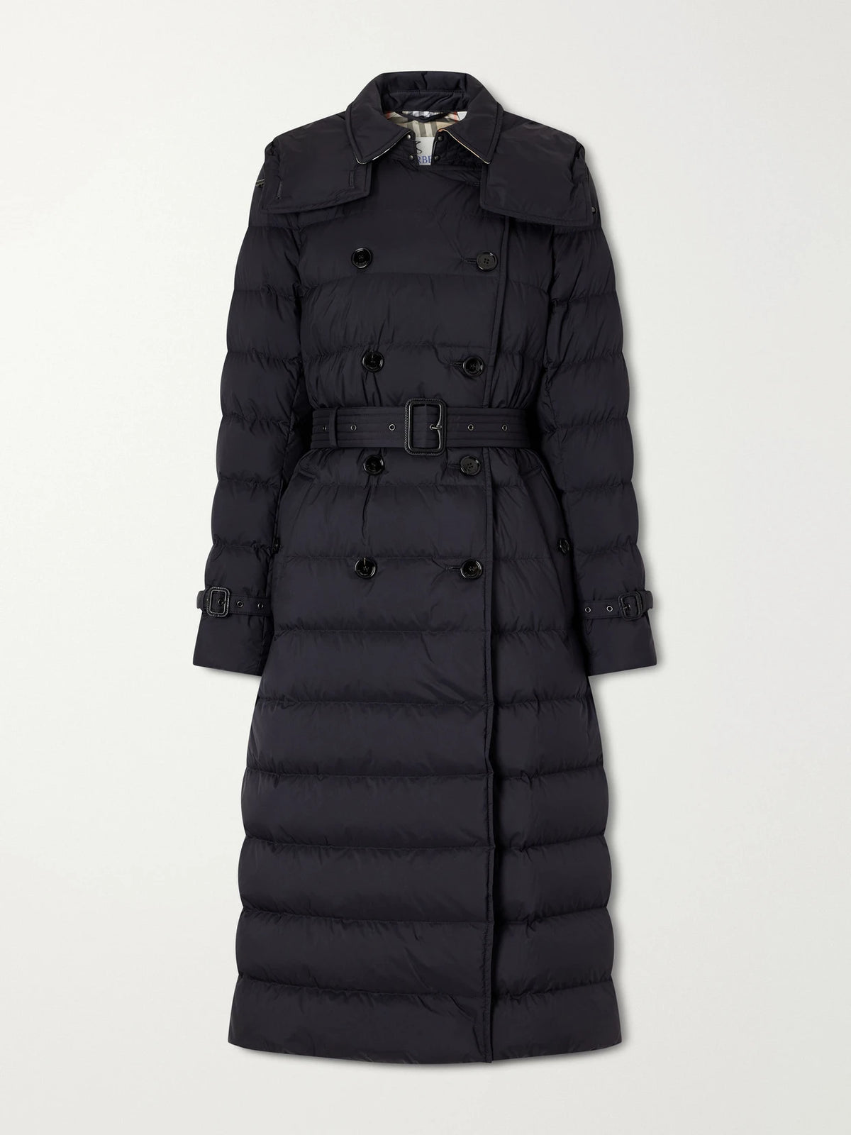 Burberry Belted Double-breasted Quilted Padded Shell Coat