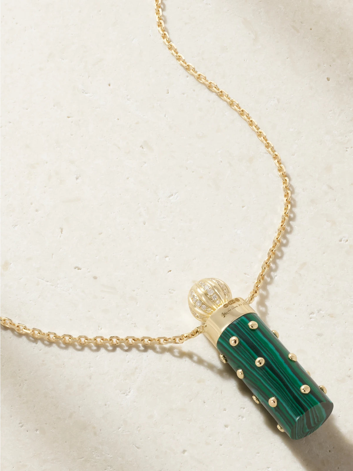 Yvonne Léon Petit Vase 9-karat Gold, Malachite And Diamond Necklace