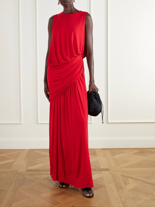 Image of Dresses. Product name - Mila Draped Gathered Stretch-jersey Gown in Multi colour by brand - Abadia