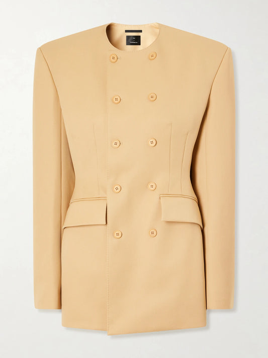 Image of Dresses. Product name - + Rhw Double-breasted Twill Mini Dress in Beige colour by brand - WARDROBE. NYC