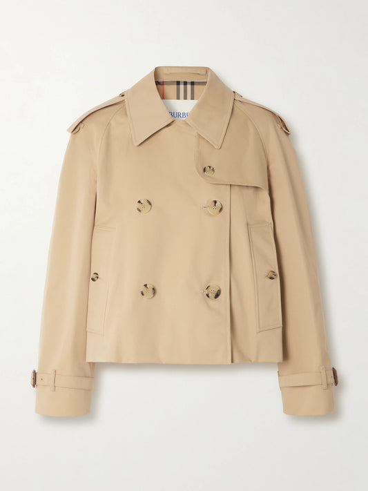 Image of Coats & Jackets. Product name - Double-breasted Cotton-gabardine Trench Coat in Beige colour by brand - Burberry