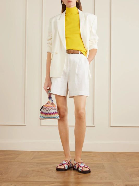Image of Sandals. Product name - Allan Striped Leather-trimmed Lurex Sandals in Multi colour by brand - Missoni