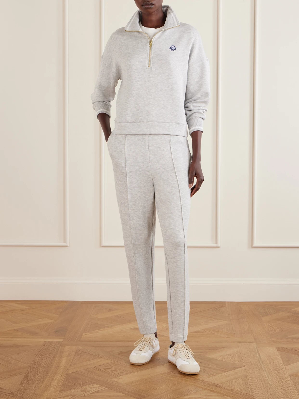 Image of Sleepwear & Loungewear. Product name - Slim Pintuck Stretch-jersey Track Pants in Gray colour by brand - Varley