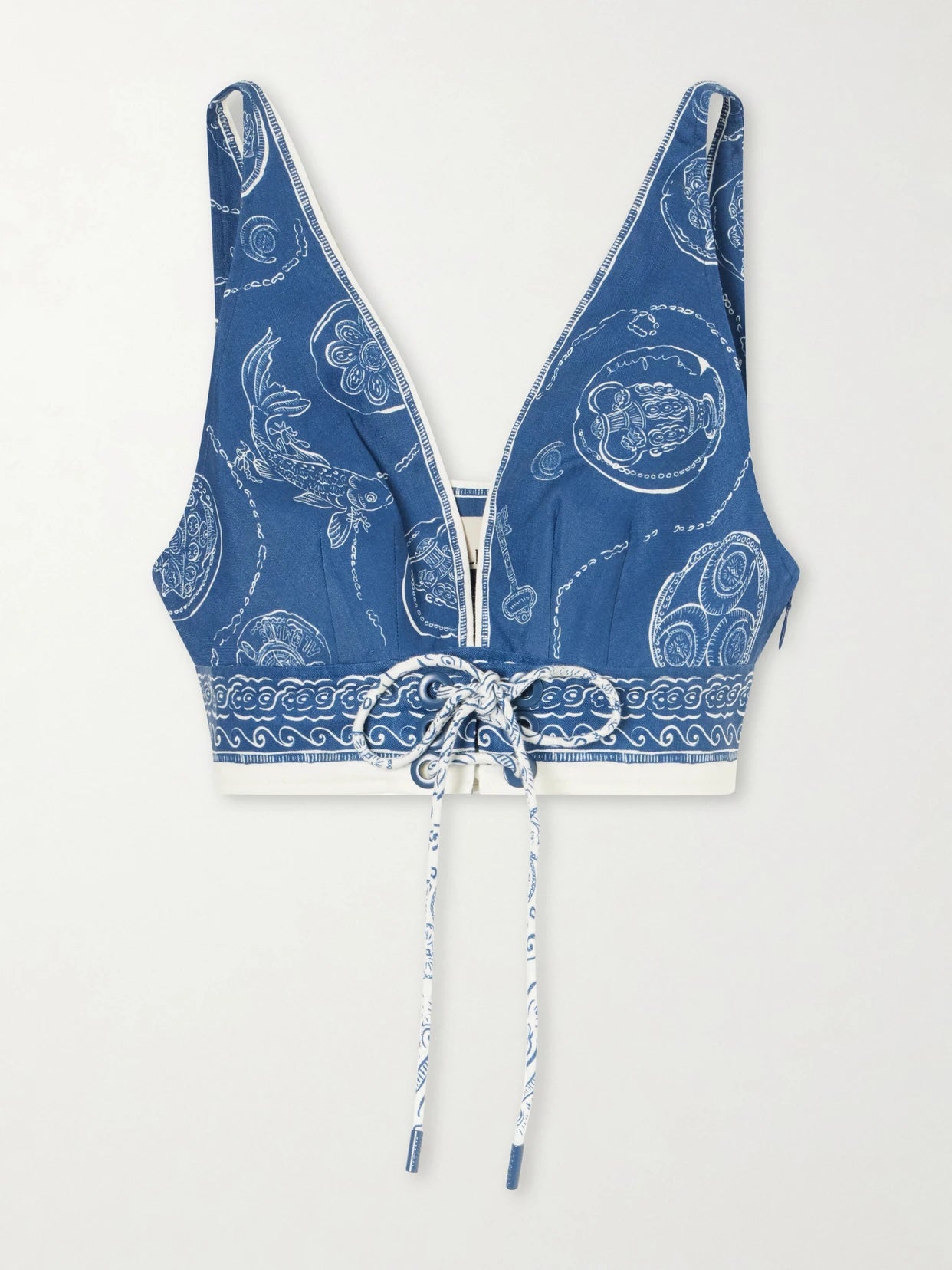 Lucky Cropped Printed Linen Top