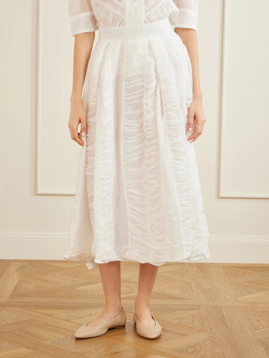 Wynona Ruched Cotton-gauze Midi Skirt