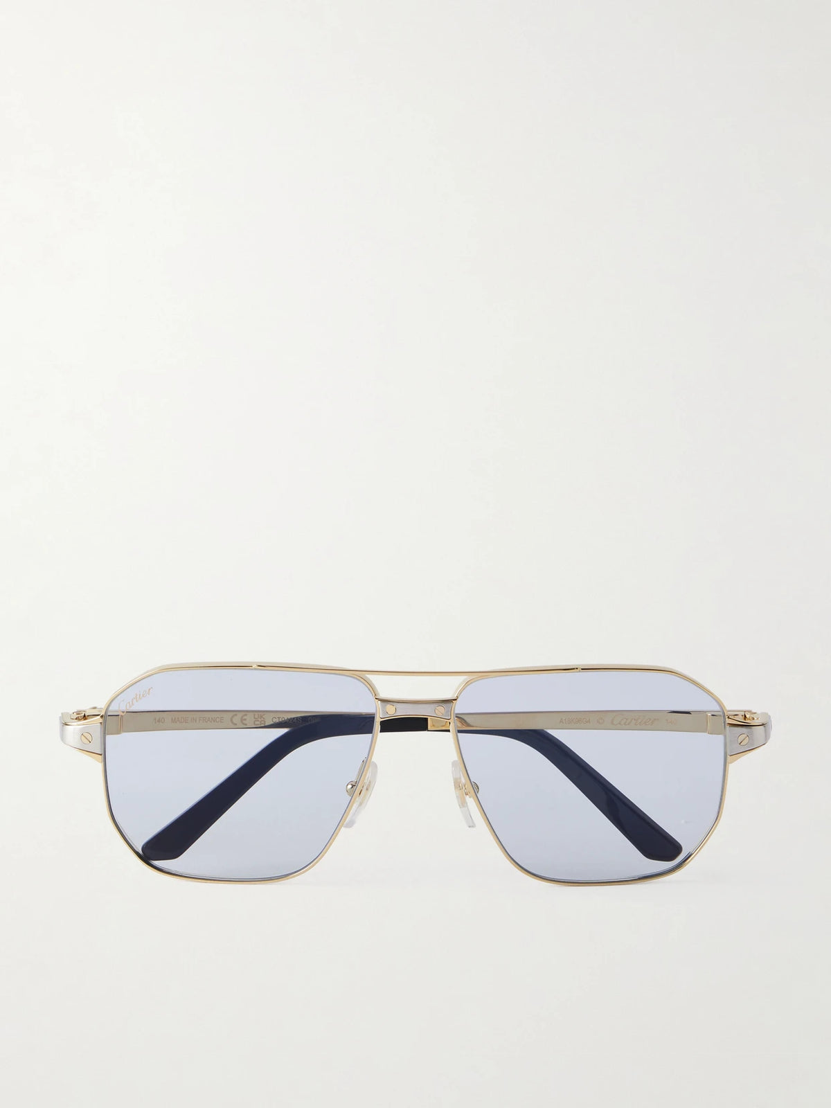 Eyewear Santos De Cartier Gold- And Silver-tone Aviator-style Sunglasses