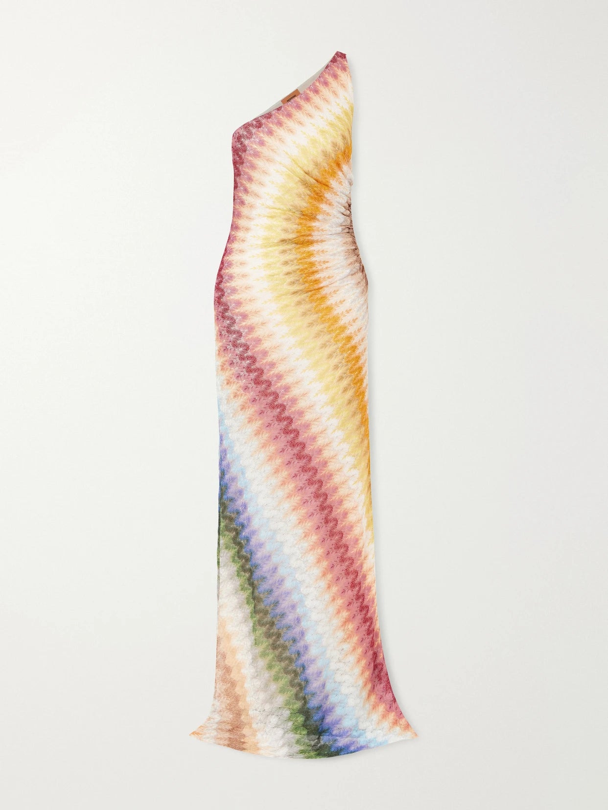 Image of Dresses. Product name - Striped Ruched Crochet-knit Maxi Dress in Multi colour by brand - Missoni