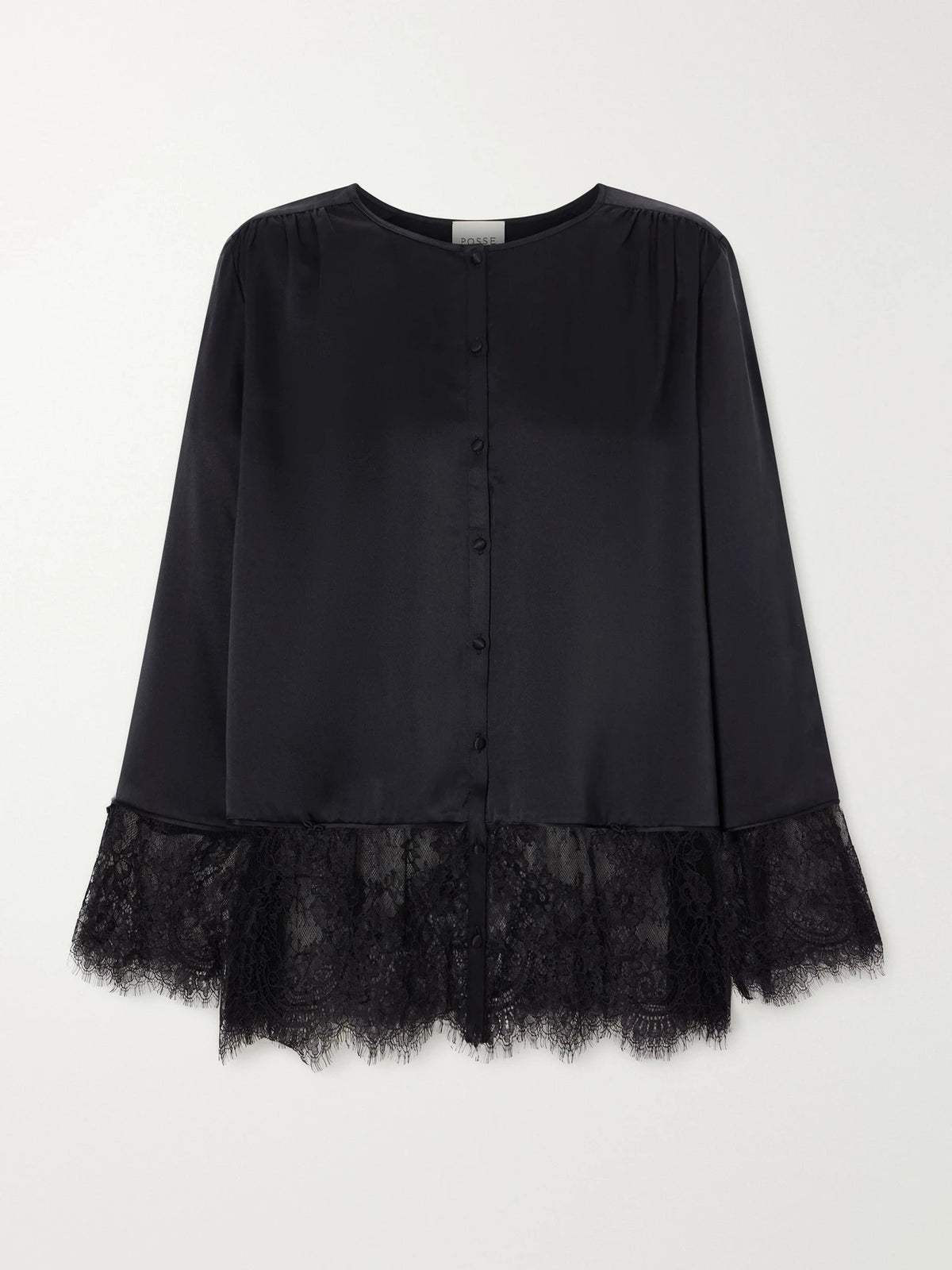 Posse Blake Lace-trimmed Silk-charmeuse Shirt
