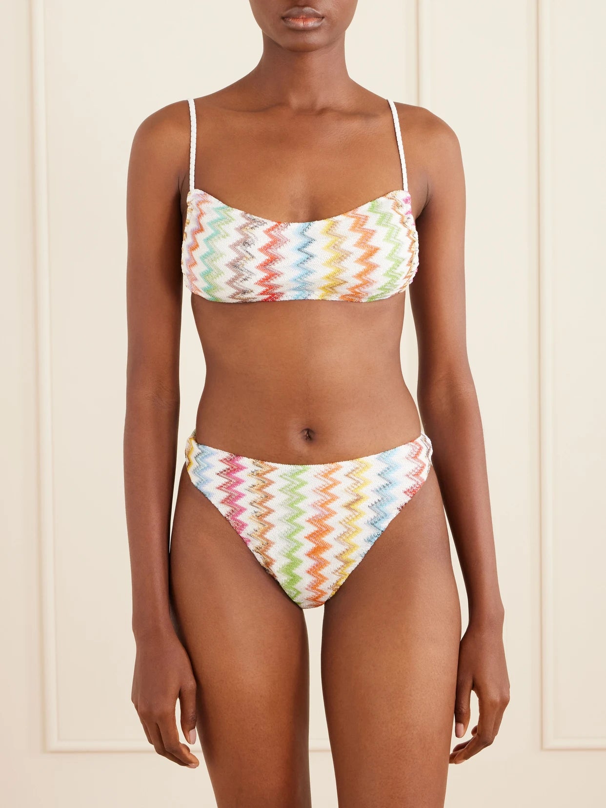 Striped Crochet-knit Triangle Bikini