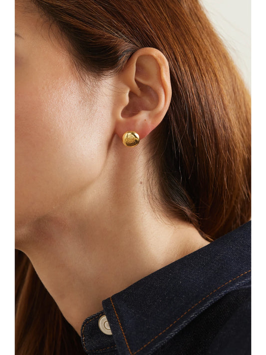 Image of Earrings. Product name - Anagram Pebble Gold-plated Earrings in Multi colour by brand - LOEWE