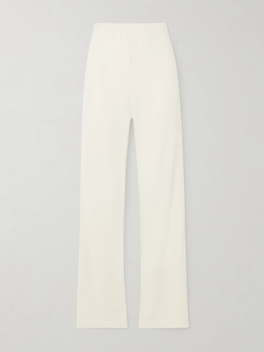Image of Sleepwear & Loungewear. Product name - Cotton And Modal-blend Jersey Straight-leg Sweatpants in Cream colour by brand - ÉTERNE