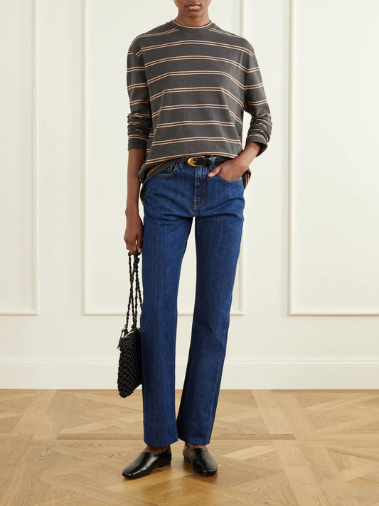 Image of Jeans. Product name - Mid-rise Straight-leg Jeans in Mid denim colour by brand - Jil Sander