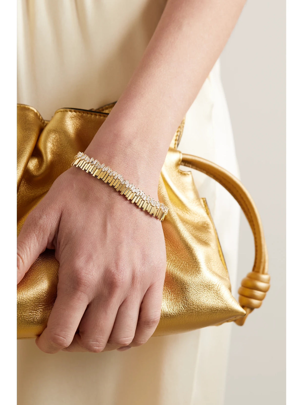 Image of Bracelets. Product name - 18-karat Gold Diamond Tennis Bracelet in Multi colour by brand - Suzanne Kalan