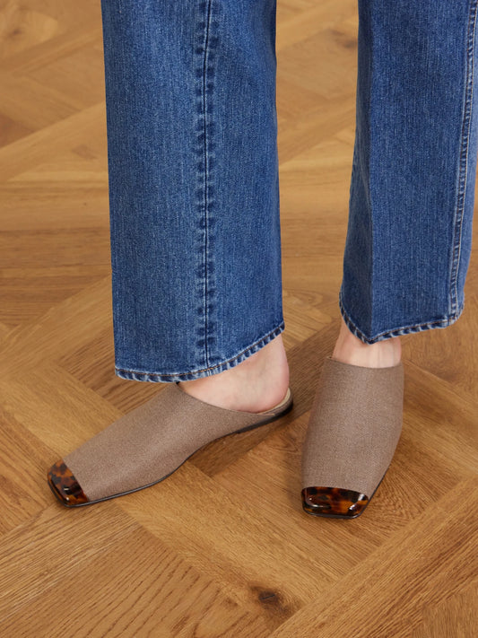 Alba Embellished Cashmere And Silk-blend Hopsack Slippers