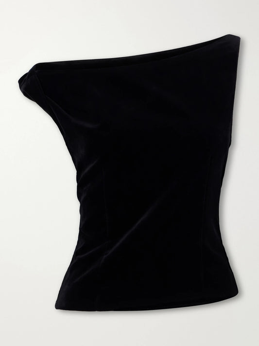 RÓHE Draped Cotton-velvet Top