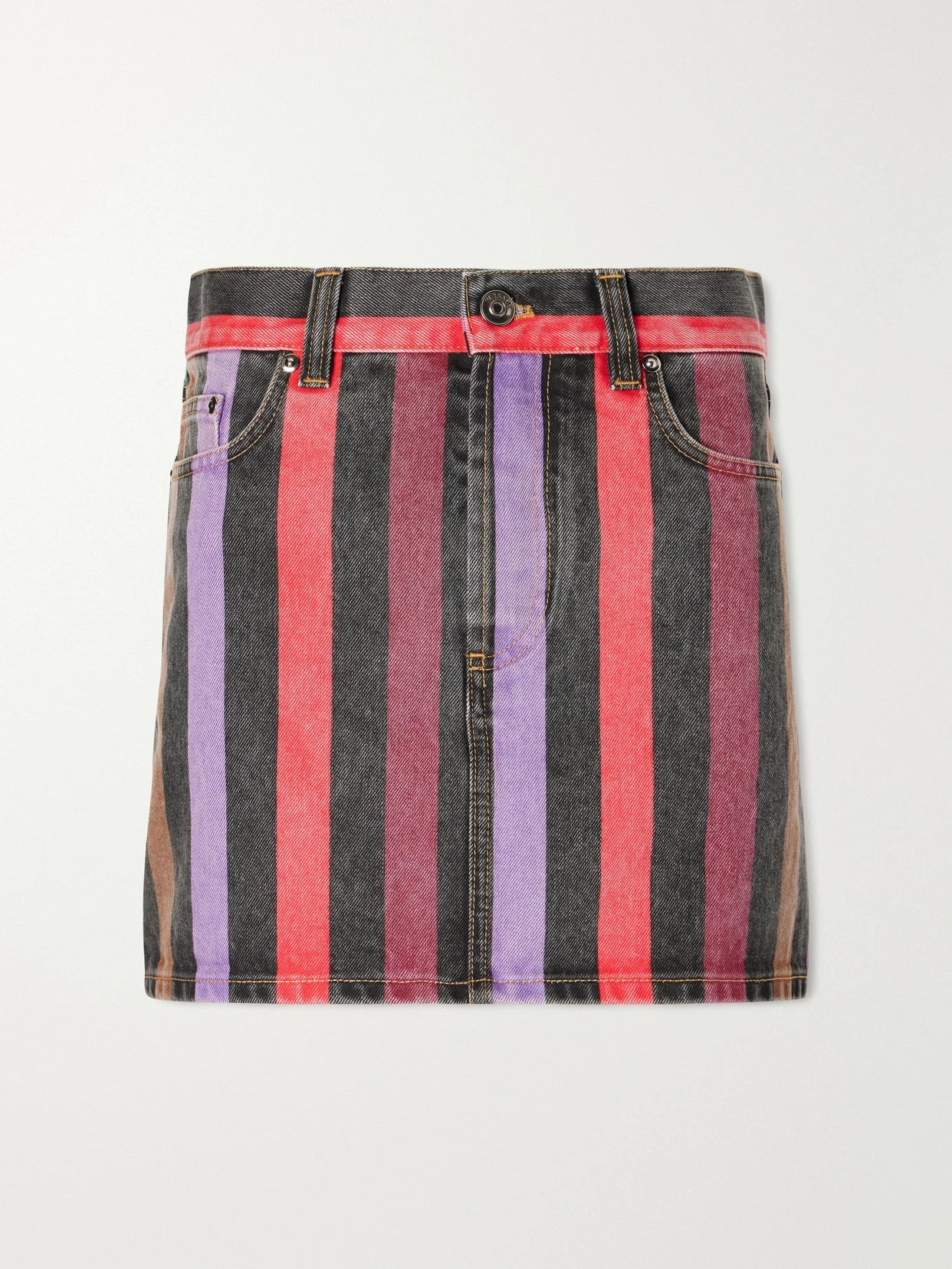 Striped Denim Mini Skirt