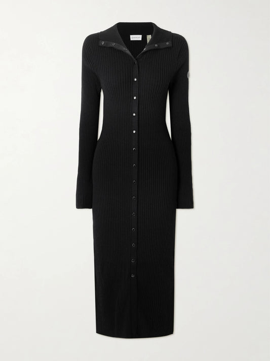 + Edward Enninful Ribbed Wool Midi Dress