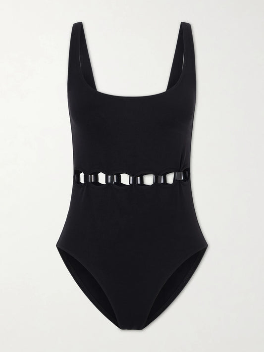 Image of Swimwear. Product name - Cutout Embellished Swimsuit in Black colour by brand - Eres